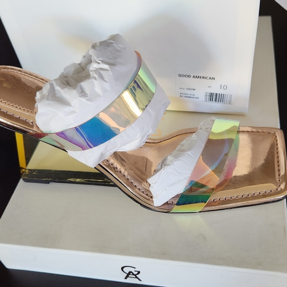 New! GOOD AMERICAN - CINDER-F*CKING-RELLA WEDGE - Rainbow001 - Size 10 - Picture 5 of 6
